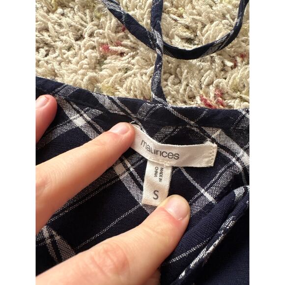 NWOT Maurices Navy Blue Stripped Long Sleeve Blouse Women's Size Small - Picture 2 of 2